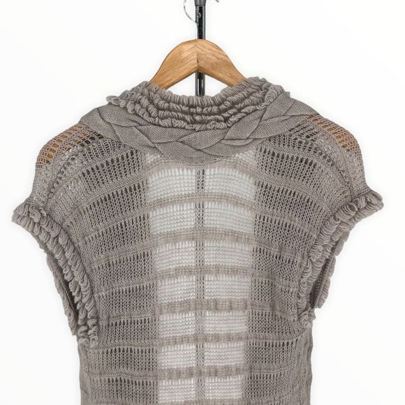 Rebecca Taylor Grey Chunky Cap Sleeve Open Knit Cardigan Sweater Wool Mohair XS - Picture 5 of 11